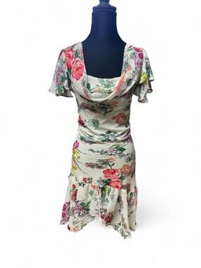 Y2K Floral Cowl Neck Midi Dress  Fairycore Cottagecore Soft Girl Spring Dress S